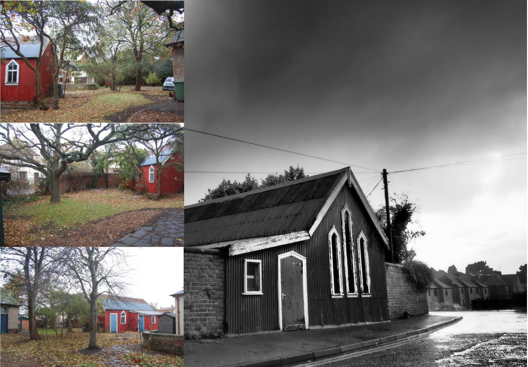 The Tin Tabernacle in its original setting of the Manse garden